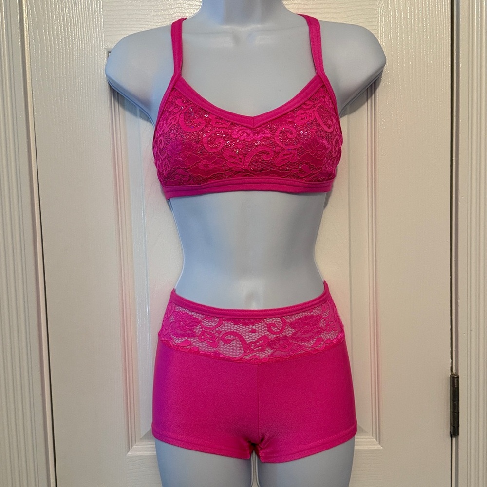 Pink Lace Kids Dance Set